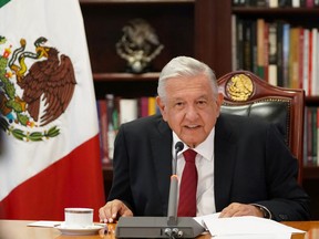 Mexican President Andres Manuel Lopez Obrador speaks during the Major Economies Forum on Energy and Climate at the National Palace in Mexico City, Mexico June 17, 2022.