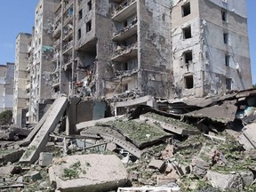 Russia kills 21 with missiles near Odessa after leaving Snake Island This photo, taken on Friday, July 1, 2022, shows a general view of a destroyed building after being hit by a rocket attack in the Ukrainian city of Serhiivka, near Odessa.