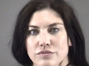 Former U.S. goalkeeper Hope Amelia Stevens (Hope Solo), who was arrested on March 31, 2022, charged with impaired driving (DWI), resisting arrest and misdemeanour child abuse, was processed and subsequently released, is seen in this mugshot by Winston-Salem Police Department in Winston-Salem, N.C., obtained by Reuters on April 1, 2022.