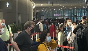 There were long lines once again at Pearson International Airport on Sunday.  (Brian Lilley/Toronto Sun)