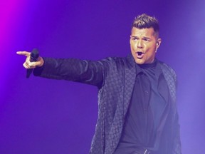 Ricky Martin performs at the Bell Centre in Montreal, Oct. 9, 2021.