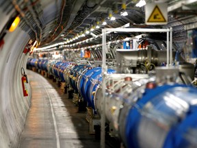 FILE PHOTO: A general view of the Large Hadron Collider (LHC) experiment is seen during a media visit at the Organization for Nuclear Research (CERN) in the French village of Saint-Genis-Pouilly near Geneva in Switzerland, July 23, 2014.  REUTERS/Pierre Albouy/File Photo