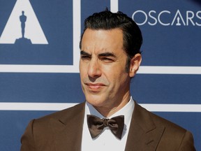 Sacha Baron Cohen arrives to attend a screening of the Oscars, in Sydney, Australia, April 26, 2021.