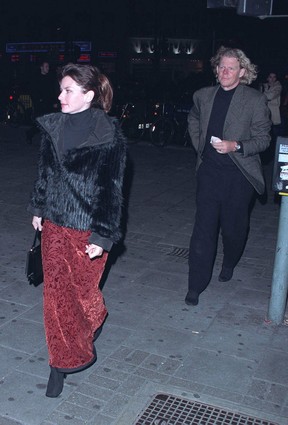 Shania Twain and Robert Lange are pictured outside the Dominion Theater in London's West End in February 2000.