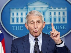 Dr. Anthony Fauci speaks about the Omicron coronavirus variant case during a press briefing at the White House in Washington December 1, 2021.