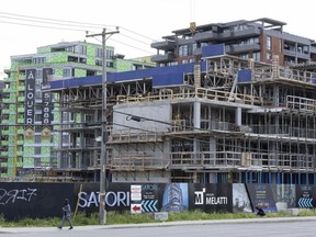 A condo building under construction in Lasalle, Quebec, on Thursday, June 2, 2022.