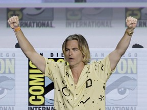 Chris Pine speaks onstage at the "Dungeons & Dragons: Honor Among Thieves" panel during 2022 Comic-Con International: San Diego at San Diego Convention Center on July 21, 2022.