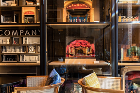 The Cocktail Room features set designers’ models. (Melanie Landsman for The Washington Post)