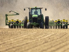 Jordan Fleming, a Delaware-area farmer, is pictured as he works a rented field east of Komoka on May 8, 2022