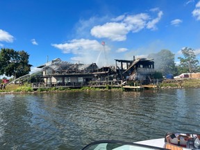 The Old Marina Restaurant was destroyed by fire over the weekend. TWITTER/@PuslinchFRS