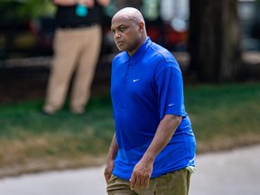 Former NBA player Charles Barkley during the LIV Invitational Pro-Am at Trump National Golf Club Bedminster.