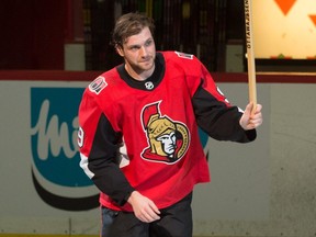 Ottawa Senators right wing Bobby Ryan in named the first star after scoring a hat trick in game against the Vancouver Canucks  at the Canadian Tire Centre.