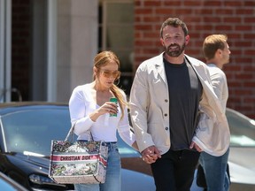 Jennifer Lopez and Ben Affleck are seen in Los Angeles earlier this month.