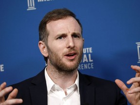 Joe Gebbia, co-founder and chief product officer of Airbnb Inc., speaks during the Milken Institute Global Conference in Beverly Hills on Wednesday, May 1, 2019.