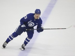 Toronto Maple Leafs Developmental camp scrimmages at the Ford Centre. (Pictured) Leafs prospect Matthew Knies, 23, was drafted 57th overall by the Toronto Maple Leafs in the 2021 NHL Entry Draft and is from the University of Minnesota  Toronto on Tuesday July 19, 2022.