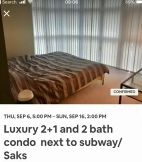 Listing for Toronto AirBNB where a guest found a hidden camera inside a clock radio PHOTO BY COURTESY CTV