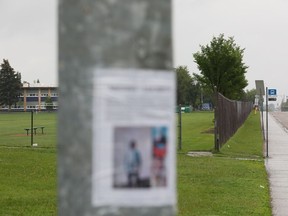 A missing poster is visible in Edmonton, Saturday July 2, 2022. A 13-year-old Edmonton girl who disappeared more than a week ago has been found in Oregon.