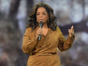 This Feb. 8, 2020 file photo shows Oprah Winfrey speaking at "Oprah's 2020 Vision: Your Life in Focus" tour in New York.