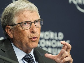 Bill Gates speaks at a news conference during the World Economic Forum in Davos, Switzerland, May 25, 2022.
