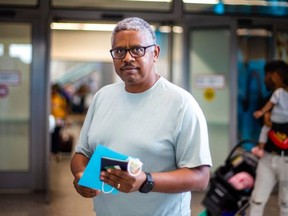 Daniel Baheta, who arrived from Tanzania June 28, is still trying to find his luggage at Terminal 1. He is pictured on July 5, 2022. (Ernest Doroszuk/Toronto Sun)