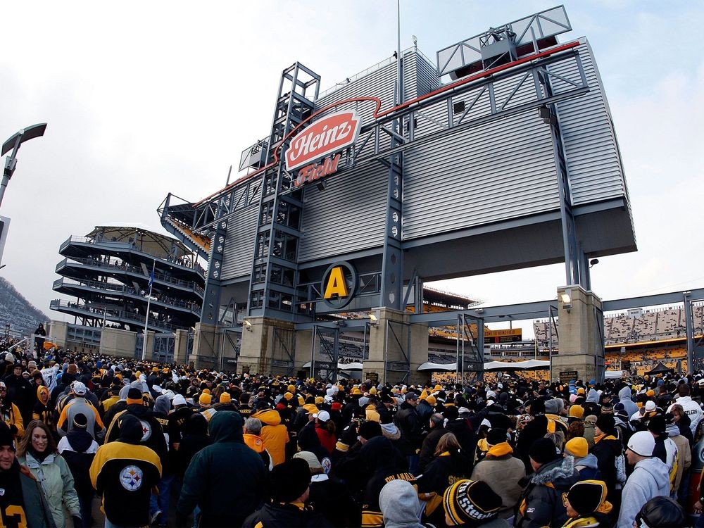 Fans line up outside of Heinz Field as they wait to enter the stadium for the AFC Divisional Playoff Game between the Pittsburgh Steelers and the San Diego Chargers on January 11, 2009 at Heinz Field in Pittsburgh..