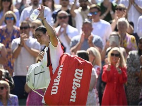 Wimbledon - All England Lawn Tennis and Croquet Club, London, Britain - July 7, 2022. Tunisia's Ons Jabeur walks off the court after winning her semi final match against Germany's Tatjana Maria