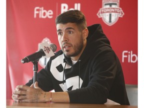 Toronto FC midfielder Alejandro Pozuelo speaks about the past season at their year-end press conference at the Training Academy at Downsview in Toronto, Ont. on Wednesday November 24, 2021. Jack Boland/Toronto Sun/Postmedia Network