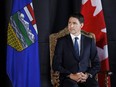 Prime Minister Justin Trudeau listens to Indigenous drummers as Pope Francis is welcomed to Canada, on July 24, 2022 in Edmonton.