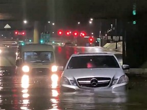 Flash flooding in Las Vegas Thursday evening stranded motorists.