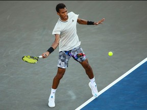 Felix Auger-Aliassime of Canada returns the ball to Alex Hernández of México as part of Day 3 of the Mifel ATP Los Cabos Open 2022 at Cabo Sports Complex on August 3, 2022 in San José del Cabo, Mexico.
