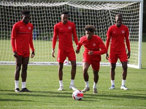 Members of Canadian men?s soccer team at the National Training Centre at UBC on Wednesday ahead of their friendly against Panama on Sunday at BC Place. (Canada Soccer/ Charles-Andreas Brym)