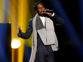 A$AP Rocky performs "I'm Not the Only One" during the 42nd American Music Awards in Los Angeles November 23, 2014.