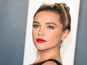 In this file photo taken on February 9, 2020 British actress Florence Pugh attends the 2020 Vanity Fair Oscar Party following the 92nd Oscars at The Wallis Annenberg Center for the Performing Arts in Beverly Hills.