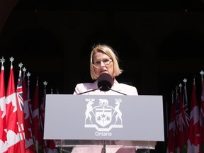 Sylvia Jones, Deputy Premier and Minister of Health, takes her oath at the swearing-in ceremony at Queen’s Park in Toronto on June 24, 2022.