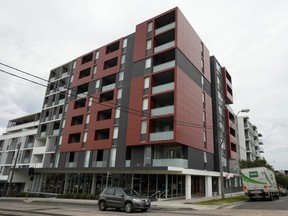 An apartment building stands on a corner in a Sydney suburb on Thursday, Aug. 4, 2022. The Sydney apartment where the bodies of two Saudi sisters were found in June is back on the rental market with a real estate ad advising their deaths were "not a random crime and will not be a potential risk for the community."