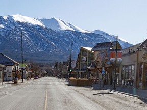 A downtown street in Canmore, Alta., in April 2020