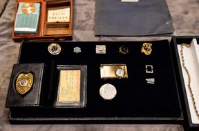 A collection of personal jewelry of Elvis Presley and Colonel Tom Parker, that was lost for decades and will be sold at auction in August, at the Sunset Marquis Hotel, in Hollywood, Calif., July 28, 2022.