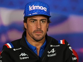 In this file photo taken on June 30, 2022, Alpine's Fernando Alonso attends a press conference ahead of the Formula One British Grand Prix at the Silverstone motor racing circuit in Silverstone, central England.