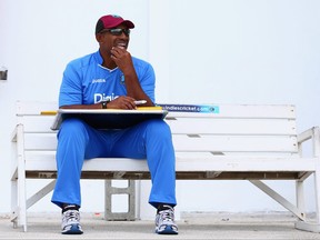 Phil Simmons the head coach of West Indies during the West Indies nets session at the Sir Vivian Richards Stadium on April 11, 2015 in Antigua, Antigua and Barbuda.