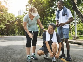 Seniors exercising in the park