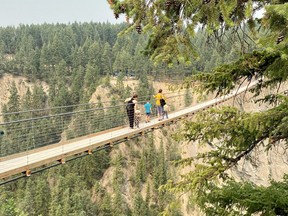 Brave little ones make the trek across Canada's highest suspension bridge in Golden, B.C.