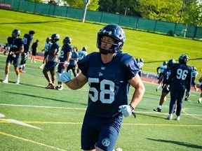 Argonauts long snapper Jake Reinhart is out after injuring his elbow on Aug. 6 when Toronto took care of business at BMO Field in a win over visiting Hamilton.
