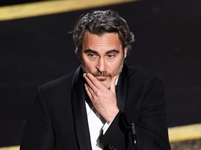 Joaquin Phoenix accepts the Actor In A Leading Role award for 'Joker' onstage during the 92nd Annual Academy Awards at Dolby Theatre in Hollywood, Calif., Feb. 9, 2020.