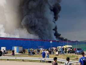 Ozon e-commerce firm's warehouse is on fire in Istrinsky District of the Moscow region, Russia August 3, 2022.