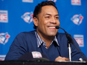 Roberto Alomar was unable to attend a ceremony on Saturday to honour the 1992 World Series-winning Blue Jays because he has been banned from baseball.