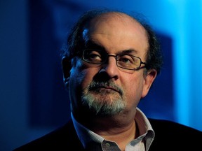 British author Salman Rushdie listens during an interview with Reuters in London, April 15, 2008.