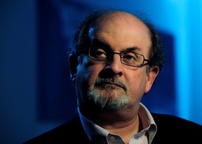 British author Salman Rushdie listens during an interview with Reuters in London, April 15, 2008.