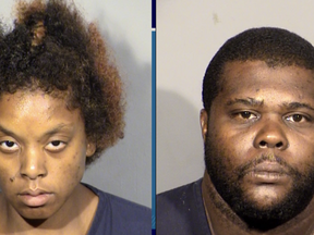Eugene Davis, 35; and Angela Sharp, 27, were accused of robbing multiple stores for Red Bull.