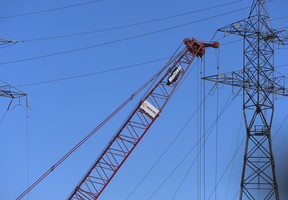 Hydro One says a crane incident in the Port Lands area of downtown Toronto could be the cause of a major power outage that zapped electricity to roughly 10,000 Toronto Hydro customers Thursday, Aug. 11, 2022. JACK BOLAND/TORONTO SUN