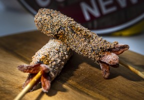 Squid-Ink Korean Corndog at The Ex. (Ernest Doroszuk/Toronto Sun)